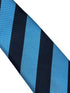 medium denim blue and dark navy blue barber striped tie